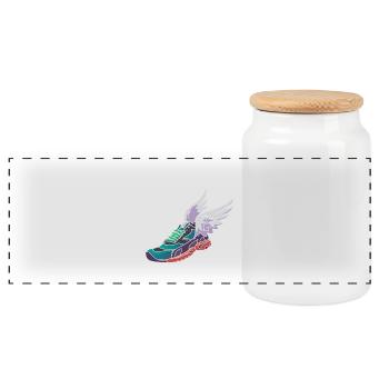 Track and Field Leichtathletik Coach Geschenk - Panorama Keksdose mit Holzdeckel - Weiß - Vorne