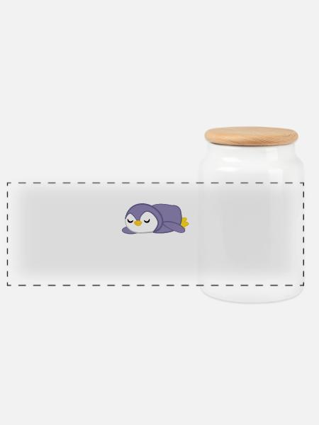 Pinguin - Pinguine - Pinguinmotiv - Faulenzer - Panorama Keksdose mit Holzdeckel - Weiß