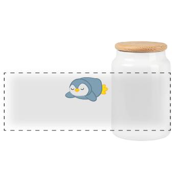 Pinguin - Pinguine - Pinguinmotiv - Schlafen - Panorama Keksdose mit Holzdeckel - Weiß - Vorne