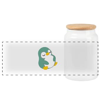 Pinguin - Pinguine - Pinguinmotiv - Schlafen - Panorama Keksdose mit Holzdeckel - Weiß - Vorne