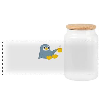 Pinguin - Pinguine - Pinguinmotiv - Kaffee - Panorama Keksdose mit Holzdeckel - Weiß - Vorne