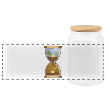 Hourglass / Pollution / Conservation - Panoramic Cookie Jar with Wooden Lid - white - Front