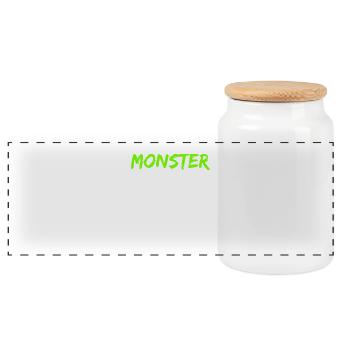monster - Panoramic Cookie Jar with Wooden Lid - white - Front