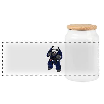 Angry BJJ Panda - BJJ Brazilian Jiu Jitsu Shirt - Panorama Keksdose mit Holzdeckel - Weiß - Vorne