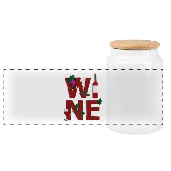 WINE / WEIN - Panorama Keksdose mit Holzdeckel - Weiß - Vorne