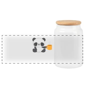Panda - Panda T-Shirt - Panda Motif - Morning Muffle - Panoramic Cookie Jar with Wooden Lid - white - Front