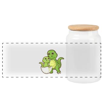 Daddysaurus - Funny Family Matching Gift - Panoramic Cookie Jar with Wooden Lid - white - Front