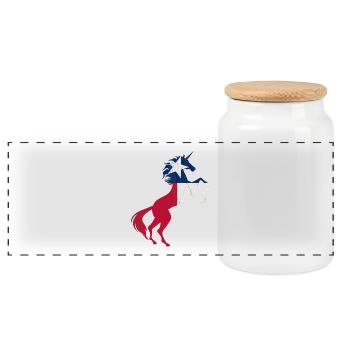 Texas Unicorn Flag T-Shirt Cool Magical Unicorn - Panoramic Cookie Jar with Wooden Lid - white - Front