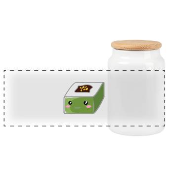 Square sushi - Panoramic Cookie Jar with Wooden Lid - white - Front