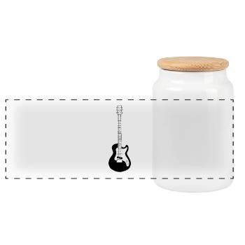 guitar - Panoramic Cookie Jar with Wooden Lid - white - Front