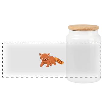 red panda - Panoramic Cookie Jar with Wooden Lid - white - Front