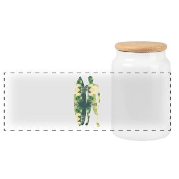 Polygon Surfer green - Panoramic Cookie Jar with Wooden Lid - white - Front