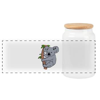 Koala - Panorama Keksdose mit Holzdeckel - Weiß - Vorne