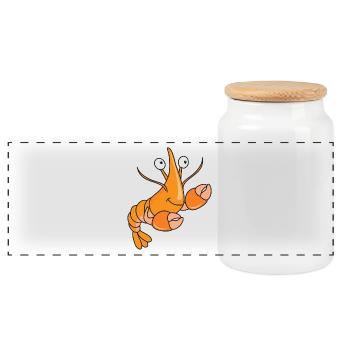 lobster - Panoramic Cookie Jar with Wooden Lid - white - Front