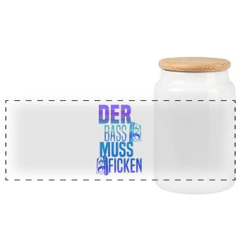 Der Bass muss ficken, Boxen, - Panorama Keksdose mit Holzdeckel - Weiß - Vorne
