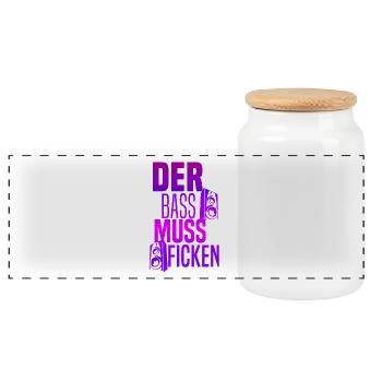Der Bass muss ficken, Boxen, - Panorama Keksdose mit Holzdeckel - Weiß - Vorne