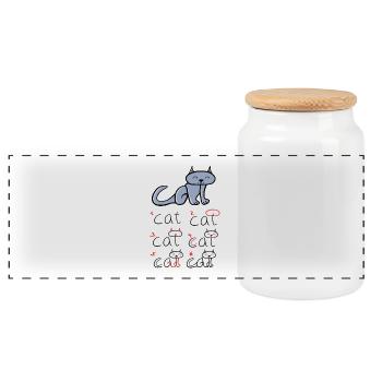 How to Draw a Cat - Kids Baby Painting - Panoramic Cookie Jar with Wooden Lid - white - Front