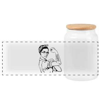 Notorious RBG unzerbrechlich - Widerspruch - Panorama Keksdose mit Holzdeckel - Weiß - Vorne