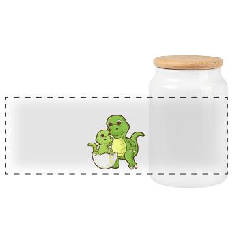 Babysaurus - Funny Family Matching Gift - Panoramic Cookie Jar with Wooden Lid - white - Front