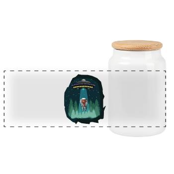 Astronaute de l'espace dinosaure - Boîte à biscuits avec couvercle en bois - blanc - Devant