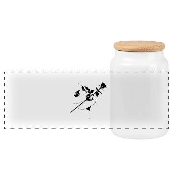 Femme - Rose dans la bouche - Boîte à biscuits avec couvercle en bois - blanc - Devant