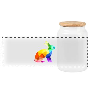 Rabbit - Panoramic Cookie Jar with Wooden Lid - white - Front
