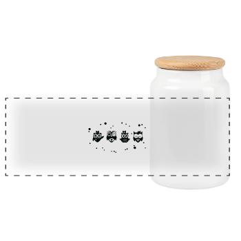 Petits hiboux drôles - noir et blanc - Boîte à biscuits avec couvercle en bois - blanc - Devant