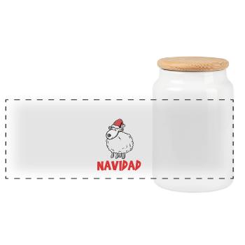 Fleece Navidad süßes Schaf Weihnachten Geschenk - Panorama Keksdose mit Holzdeckel - Weiß - Vorne