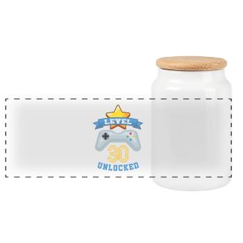 30 | FUNNY BIRTHDAY T-SHIRT GIFT IDEA - Panoramic Cookie Jar with Wooden Lid - white - Front