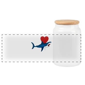 Ich liebe die Woche der Haifische Nette Neuheit Geschenkidee für Shark Lovers Graphic Shark Attack - Panorama Keksdose mit Holzdeckel - Weiß - Vorne