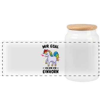 I do not care I Am A Unicorn - Horse Gift - Panoramic Cookie Jar with Wooden Lid - white - Front