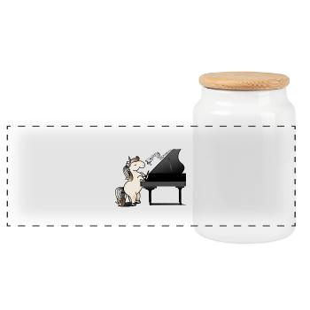 Licorne joue piano cadeau - Boîte à biscuits avec couvercle en bois - blanc - Devant