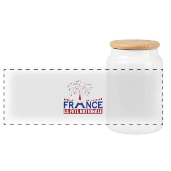France July 14 National Day Gift - Panoramic Cookie Jar with Wooden Lid - white - Front
