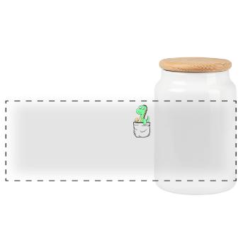 Pocket Dino Sweet Dinosaur Dino Gift - Panoramic Cookie Jar with Wooden Lid - white - Front
