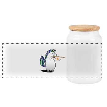 Unicorn plays trombone music trombone gift - Panoramic Cookie Jar with Wooden Lid - white - Front