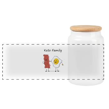 Keto Family Ketogenic Diet Gift Present - Panoramic Cookie Jar with Wooden Lid - white - Front