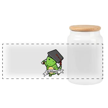Dinosaure pré-K diplômé - cadeau drôle de Graduation - Boîte à biscuits avec couvercle en bois - blanc - Devant