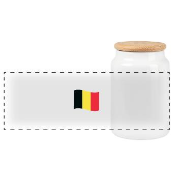 To go to Belgium! - Panoramic Cookie Jar with Wooden Lid - white - Front