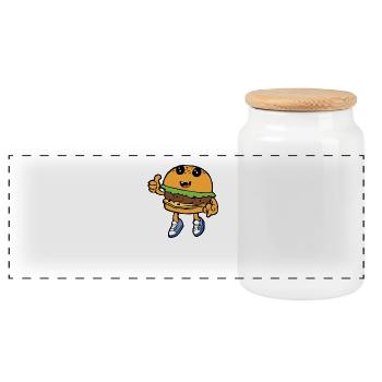 Burger Hamburger Cheeseburger Fast Food Hunger - Panoramic Cookie Jar with Wooden Lid - white - Front