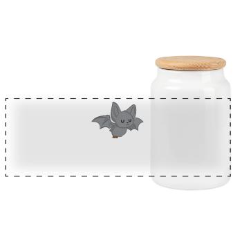 Bat - Bat T-Shirt - Sarcasm - Panoramic Cookie Jar with Wooden Lid - white - Front