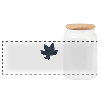 Bat - bat T-shirt - morning muffle - Panoramic Cookie Jar with Wooden Lid - white - Front