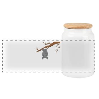 Bat - Bat T-Shirt - Loafers - Panoramic Cookie Jar with Wooden Lid - white - Front