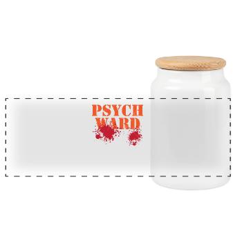 Psych Ward Patient T-Shirt Blut Splatter beängstigend - Panorama Keksdose mit Holzdeckel - Weiß - Vorne