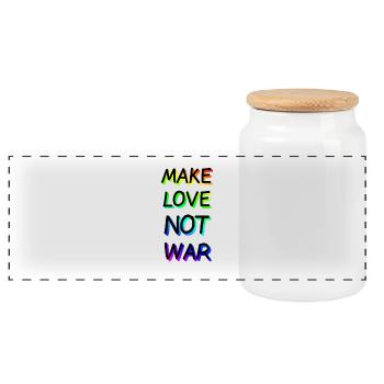 Make Love not War Rainbow - Panoramic Cookie Jar with Wooden Lid - white - Front