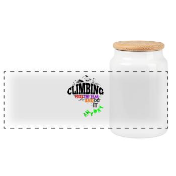 Rock Climbing Inspiration - Panoramic Cookie Jar with Wooden Lid - white - Front