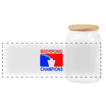 Beerpong Champions Gift Idea - Panoramic Cookie Jar with Wooden Lid - white - Front