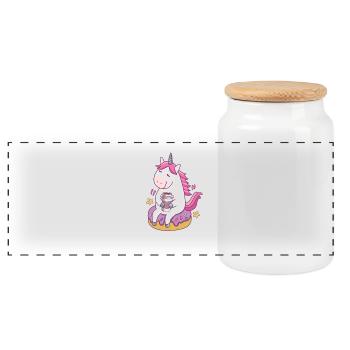 Coffee Is Real Magic - Coffee Unicorn Gift - Panoramic Cookie Jar with Wooden Lid - white - Front