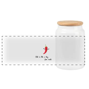 Chili Habanero Umarmung Geschenk Geschenkidee - Panorama Keksdose mit Holzdeckel - Weiß - Vorne