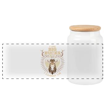 I love Big Bucks hunting hunter hunting gift - Panoramic Cookie Jar with Wooden Lid - white - Front