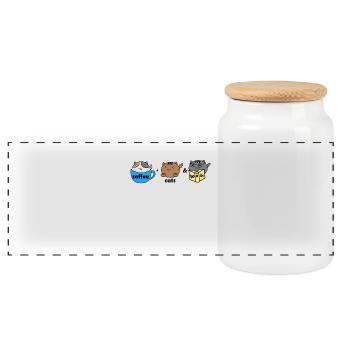 coffee, cats & books | Coffee, cats & books - Panoramic Cookie Jar with Wooden Lid - white - Front
